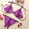 7f2a3539c06fdddc Sexy Lace-up Lingerie Set Women Hot Exotic Open Crotch Transparent Underwear G-string Bandage Bikini Three-point Set