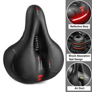 7f2b5a1ccfbc6eaa Hollow Breathable Bicycle Men Women MTB Road Saddle Shock Absorbing Comfortable Big Butt Bike Seat Safety Warning