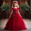 7f5cc97519fb305e Children Birthday Party Gown Girls Bridemaid for Wedding Elegant Flower Long Formal Evening Dress Pageant Ceremony Dresses