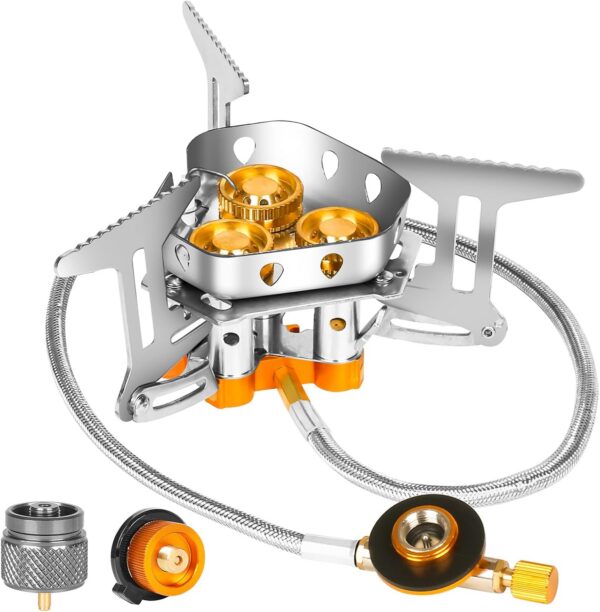 3900W Portable Windproof Camping Stove - Lightweight Propane Gas Burner with Piezo Ignition & Carrying Bag for Outdoor Cooking, Backpacking, Hiking, and Picnics