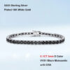 EWYA GRA Certified Real 3/4/5/6.5MM Full Black Moissanite Tennis Bracelet for Women Men S925 Silver Link Bracelets Fine Jewelry