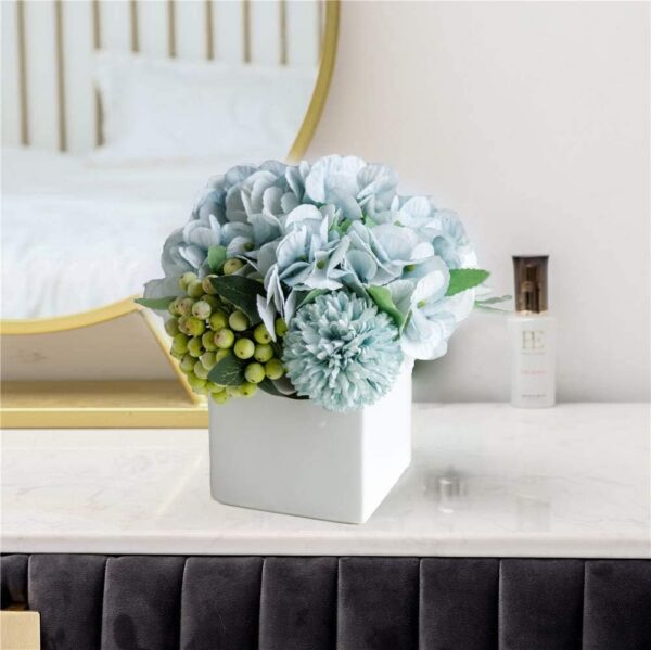 7f7f1e52e6a985eb Fake Peony Flowers in Ceramic Vase,Faux Hydrangea Flower Arrangements for Home Decor Artificial Flowers with Vase