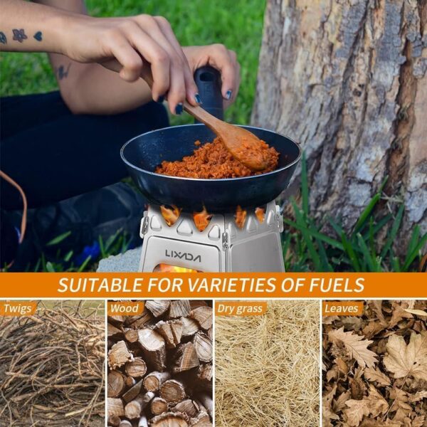 Lixada Compact Folding Wood Stove for Outdoor Camping Cooking Picnic