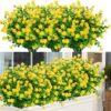 7f88b8572fda8a2e 24 Bundles Outdoor Artificial Flowers UV Resistant Fake Boxwood Plants, Faux Greenery for Indoor Outside Hanging Plants Garden Porch Window Box Home Wedding Farmhouse Décor (Magenta)