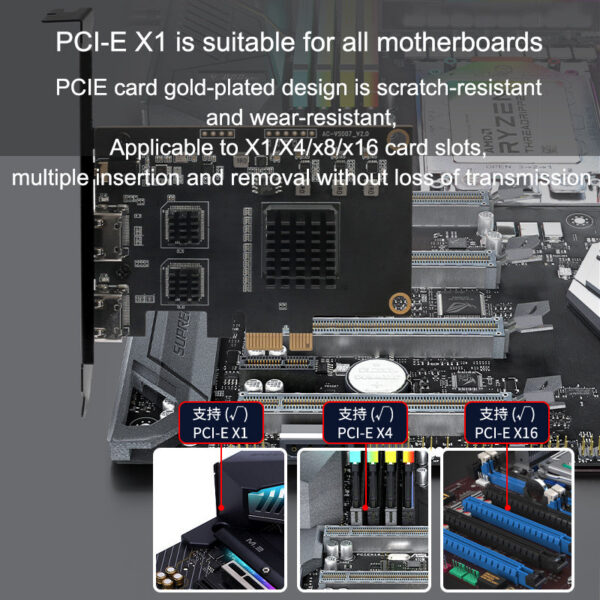 7f92e638a879c18e Acasis Dual-Channel HDMI-compatible Broadcast PCI Express HD Video Capture Card 1080p 60Hz OBS Vmix Wirecast Streaming