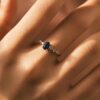 MODIAN 925 Sterling Silver Vintage Exquisite Basic Oval Blue Zirconia Finger Ring for Women Statement Ring Jewelry Gift
