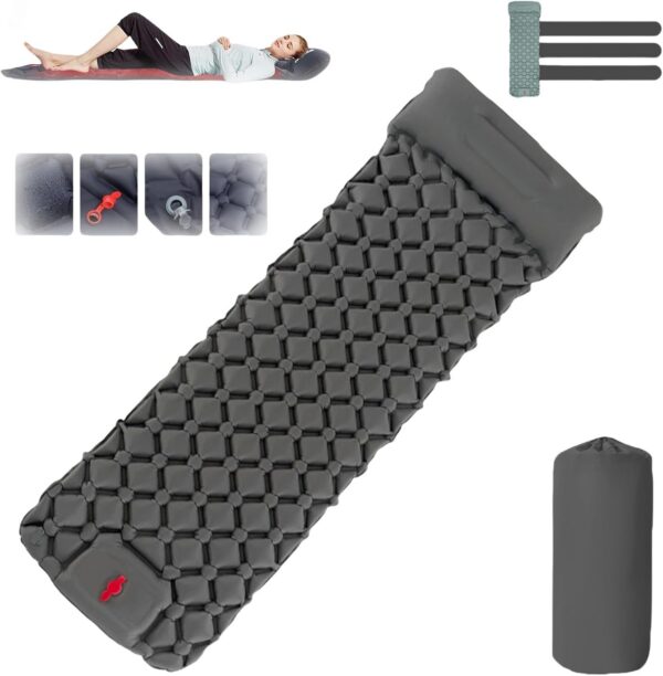 7fa37d9612c5187f Coziya Matelas, Portable Waterproof Sleeping Pad, Ultralight Inflatable Camping Mattress, Built-in Pillow and Anti-Slip Design, for Camping, Travel, Home, Office (Navy Blue)