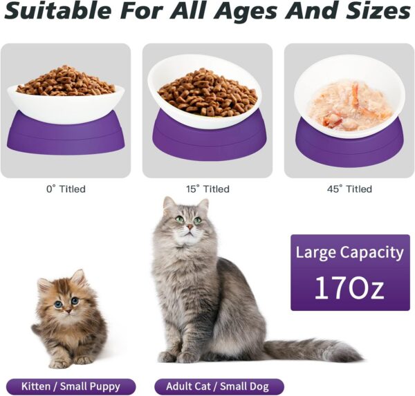 7fa4508b65c3d673 2Pcs Cat Bowls Elevated Cat Food Bowl Adjustable Cat Dish Anti-Slip and Anti-Noise Raised Cat Bowl Protecting Pet’s Spine Thickened Plastic Bowl Suitable for Indoor Cats, 17 Oz