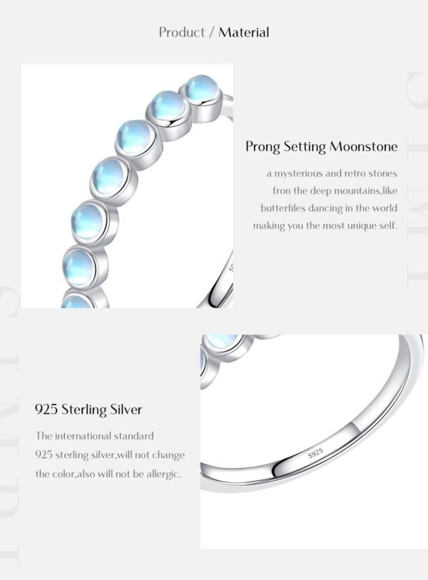 MODIAN 925 Sterling Silver Exquisite Round Moonstone Ring Stackable Crystal Ring For Women Birthday Gift Fine Jewelry