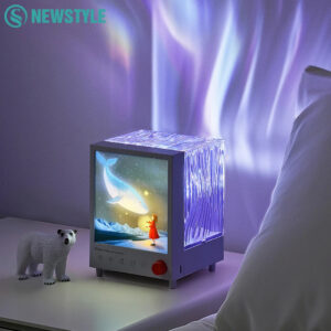 7fb49c05d28a9741 Aurora Box Projector Night Light Bluetooth Ambient Light With White Noise Stepless Dimming Beside Lamp For Bedroom Decor