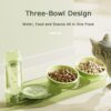 Marchul 3 in 1 Cat Bowl, Cat Food and Water Bowl Set, 10°Tilted Cat Food Bowl, Raised Cat Bowl with Automatic Water Dispenser Bottle, Detachable Wet and Dry Cat Dishs for Cat and Puppy