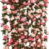 7fd04a5bedd29b68 PARTY JOY 5pcs 41Ft Flower Garland Fake Rose Vine Artificial Flowers Hanging Rose Ivy Hanging Baskets Wedding Arch Garden Background Decor