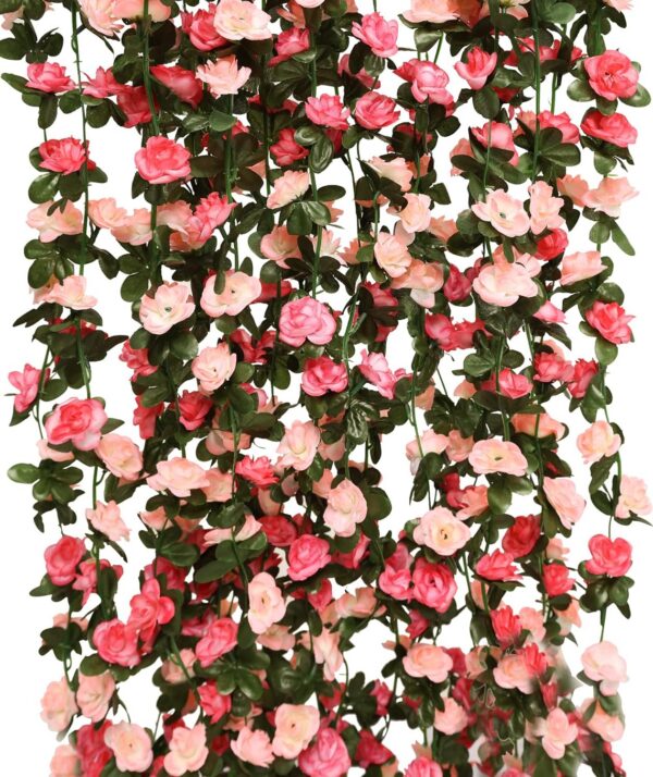 7fd04a5bedd29b68 PARTY JOY 5pcs 41Ft Flower Garland Fake Rose Vine Artificial Flowers Hanging Rose Ivy Hanging Baskets Wedding Arch Garden Background Decor