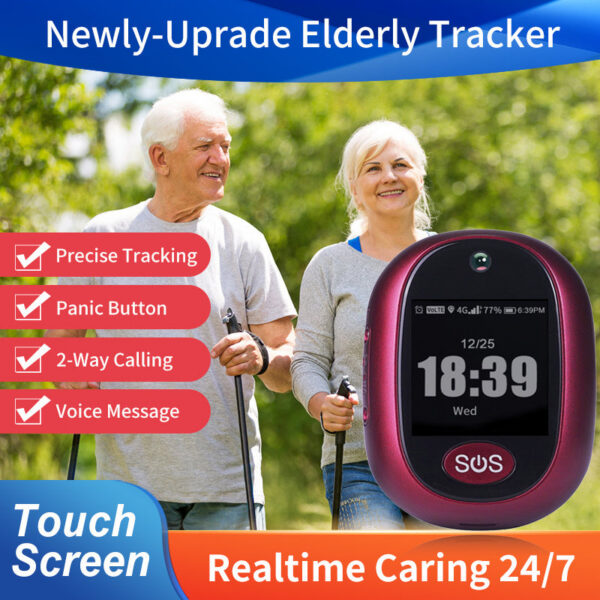7fd676fa2cc7c2a8 IP67 Waterproof 4G GSM Elderly Anti-Lost Tracker Touch Screen SOS Panic Button Emergency Alarm GPS Tracking