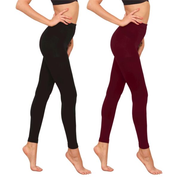 HA WA Fleece Lined for Women, 2 Pairs Opaque Warm Tights with Control Top Pantyhose
