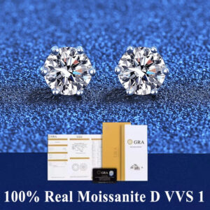 80074b219d7b4b74 GRA 100% Real Sterling Silver With 2 Certificates Moissanite 6 prong Earrings D Color Stud For Women Top Quality Wedding Jewelry