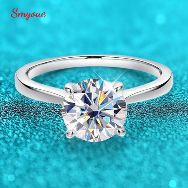 Smyoue White Gold 2ct 100% Moissanite Engagement Ring for Women S Sterling Sier Lab Diamond Promise Wedding Band Jewelry