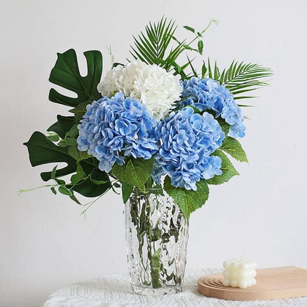 80418807c7b9bba5 3PCS 22 inch Realistic Artificial Hydrangea Large Real Touch Flowers Artificial Flowers Dry Flowers Outdoor Wedding Christmas Office Family Party Living Room Table Decoration (Blue)