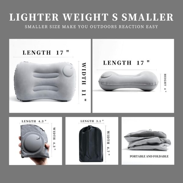 8044476b88c29c06 Ultra Light Inflatable Camping Pillow - Inflatable Pillow for Camping, Hiking, and Backpacking - Press-to-Inflate Design for Safer and Healthier - Compressed design for Hiking, and Backpacking Travel