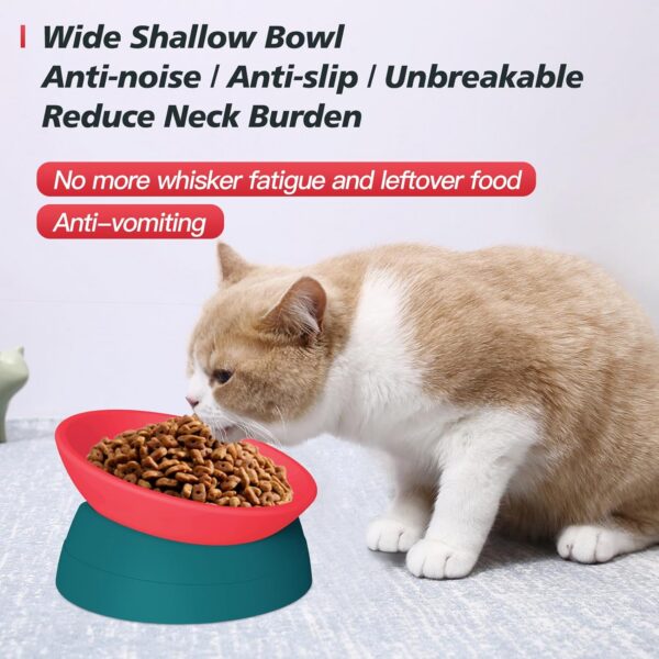 805dca985c83a542 2Pcs Cat Bowls Elevated Cat Food Bowl Adjustable Cat Dish Anti-Slip and Anti-Noise Raised Cat Bowl Protecting Pet’s Spine Thickened Plastic Bowl Suitable for Indoor Cats, 17 Oz