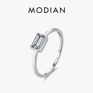 807e33da7336a6e4 MODIAN 925 Sterling Silver Emerald Cut Rectangle CZ Ring Exquisite Simple Anniversary Gifts For Women Fine Wedding Jewelry