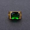 8088daeed8b60f7a HOYON Popular Emerald Men's Jewelry Retro Style Square Ethnic Rings 14k Gold Color Open Green Diamond Ring for Gift box