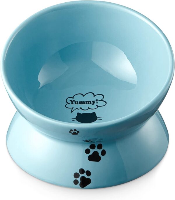8094d0d601b8f502 Y YHY Cat Bowl Anti Vomiting, Raised Cat Food Bowls, Tilted Elevated Cat Bowl, Ceramic Pet Food Bowl for Flat Faced Cats, Small Dogs, Protect Pet's Spine, Dishwasher Safe