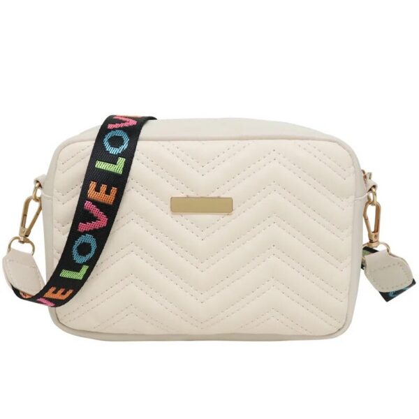 Rilibegan Embroidered Camera PU Material Casual Small Square Versatile Single Bag Printed Shoulder Strap