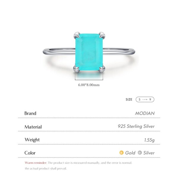 80a48e75335da2c5 Modian Authentic 925 Sterling Silver Classic Rectangle Tourmaline Paraiba Female Finger Ring For Women Charm Fine Jewelry Anillo