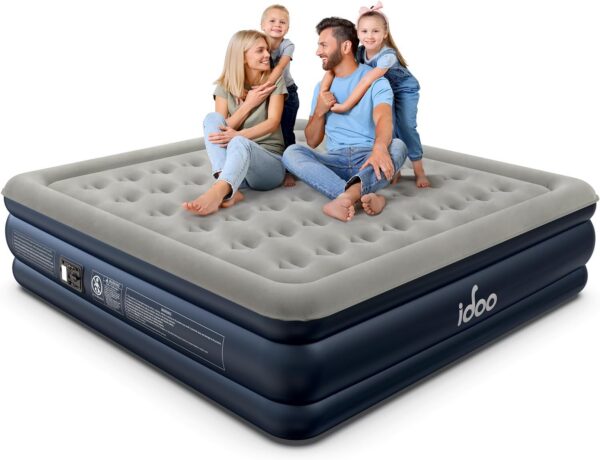 iDOO Air Mattress Queen with Built in Pump, Blow up Mattress, Inflatable Mattress Queen Size for Guests, Home, Camping, 3 Mins Inflation/Deflation, Upgraded Colchones Inflables, Comfort Air Bed