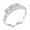 BAMOER 1.1CTTW Round Moissanite for Women, White Gold Plated D Color VVS1 Lab Diamond Sterling Sier Engagement Ring