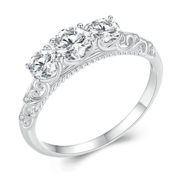 BAMOER 1.1CTTW Round Moissanite for Women, White Gold Plated D Color VVS1 Lab Diamond Sterling Sier Engagement Ring