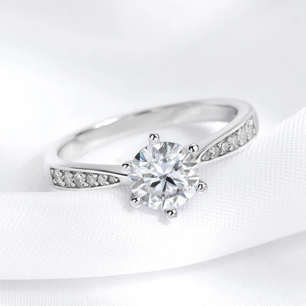 Smyoue Real 0.5-3CT Moissanite Wedding Ring for Women Sterling Sier Round Brilliant Diamond Solitaire Engagement Rings Gift