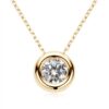 Lnngy 6.5mm Round Bezel Moissanite Pendant Necklace For Women 925 Sterling Silver Clavicle Chain Necklaces Jewelry Collare Mujer