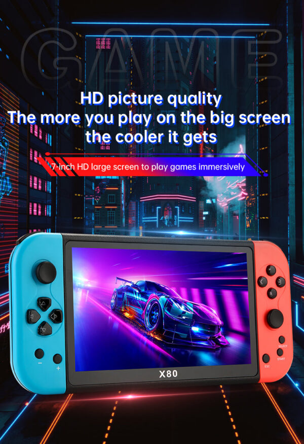 80ead5791982b808 X80 large 7 inch TFT800*480 HD true color screen 3000mah handheld game console birthday Christmas gift