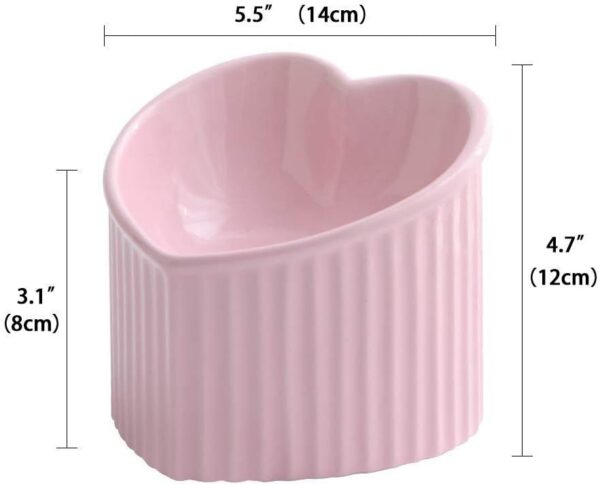 80f4d6f7ca7661d1 Cat Food Water Bowl Set - Raised Ceramic Cat Feeding Bowls with Non Slip Mat - Elevated Cat Dish Anti Vomiting - Whisker Friendly Wide Cat Bowl - Microwave and Dishwasher Safe - White & Pink (2pcs)
