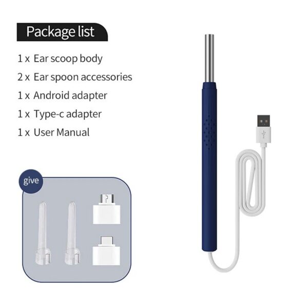 80fba20fe6d8cb3c Smart Visual Cleaner 3-in-1 Ear Sticks Otoscope USB C Charging Endoscope Wax Removal Tool Earpick Mini Camera Health Care