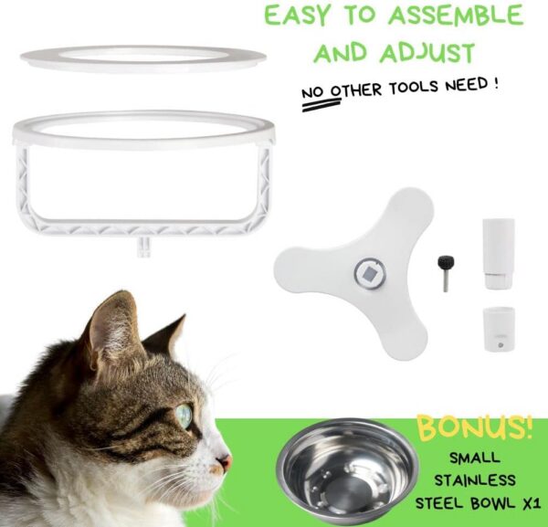 Adjustable Raised Cat Food Bowl, Tilted Elevated Bowl (1-Pack, Black)