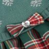 8118e92e083c2ed1 White Embroidery Snowflake Ugly Vintage Knit Reindeer Holiday Festive Christmas Dog Sweater Dress for Puppy,X-Small (XS) Size Back Length 9"