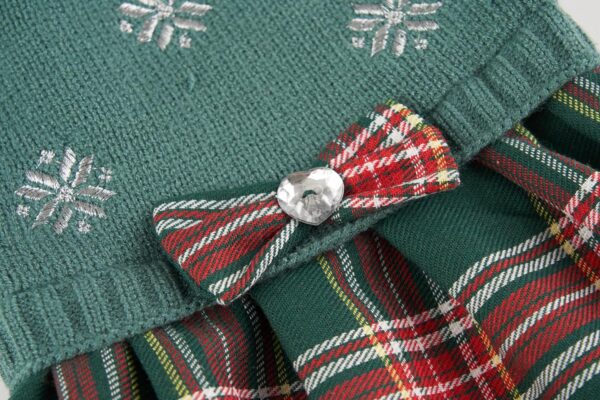 8118e92e083c2ed1 White Embroidery Snowflake Ugly Vintage Knit Reindeer Holiday Festive Christmas Dog Sweater Dress for Puppy,X-Small (XS) Size Back Length 9"