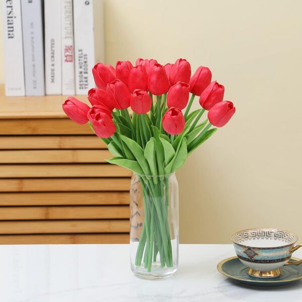 811b11bd340810bc Dark Pink Tulips Artificial Flowers 20Pcs Real Touch Faux Fake Tulips Flowers for Home Office Wedding Decor Artificial Tulips Flower Arrangement Bouquet Faux Flowers for Decoration