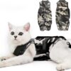 81238238b993b625 Cat Recovery Suit for Male and Female Surgical Post Surgery Soft Cone Onesie Shirt Clothes Neuter Licking Protective Diapers Outfit Cover Kitten Spay Collar(M, Grey)