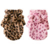 Winter Pet Clothes Warm Fleece Hoodie Leopard Dog Coat Jacket French Bulldog Clothing for Small Dogs Pets Costumes