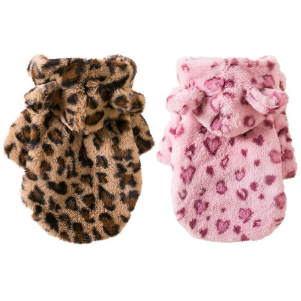 Winter Pet Clothes Warm Fleece Hoodie Leopard Dog Coat Jacket French Bulldog Clothing for Small Dogs Pets Costumes