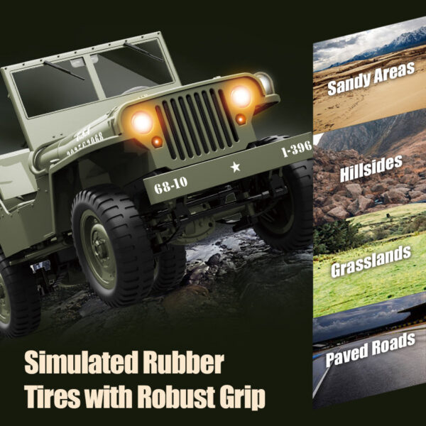 RC 1:10 Military Truck 2.4G 4WD Electric Drive Off-Road Remote Control Car Simulated Vehicle Model Toy for Kid christmas