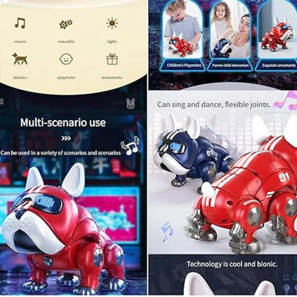 8154bc3f99f2e3aa V01Violent With Movable Head Limbs Music Robot Toy Red And Blue Children's Intelligent nical Dog Electronic Pet