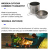 Widesea Camping Portable Mug Titanium Cooking 1100ML Pot Pan Folding Handles Hiking Outdoor Ultralight Tableware Cookware