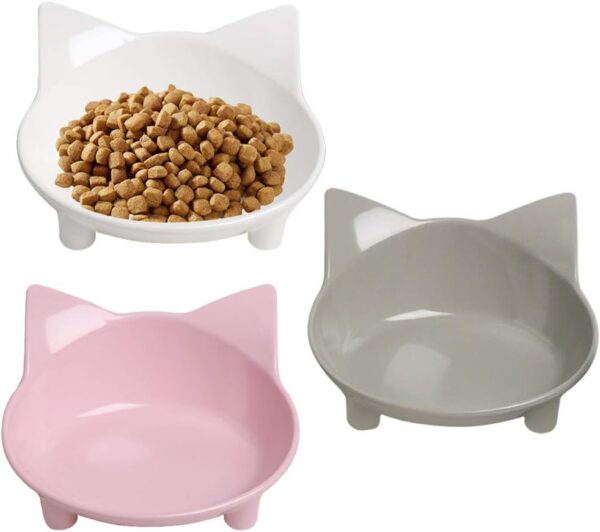 8168ecb8f713641f Cat Food Bowls, Non-Slip, Safe Food-Grade Melamine, Anti-Skid Base, Shallow Design, Dishwasher-Safe, 8 Ounces