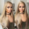 Synthetic Front Long Straight Lace Wigs for Women with Baby Hair Heat Resistant Party Cosplay Wig Black Blonde Use