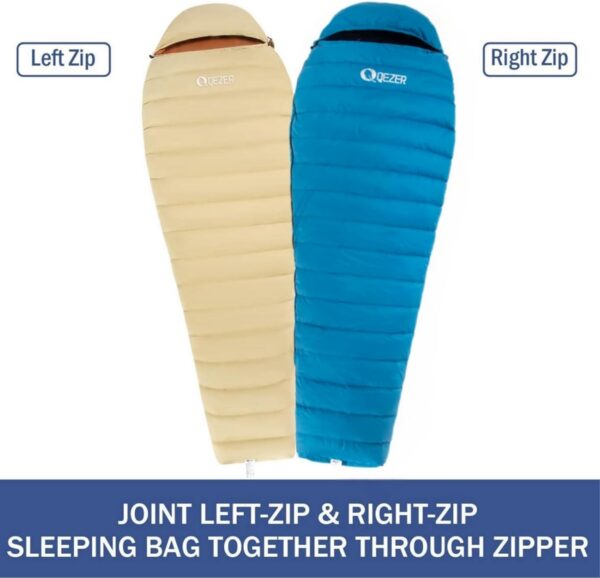 QEZER Ultralight Sleeping Bag for Adults,only 780g Backpacking Sleeping Bag Filled 600+FP Duck Down 5°C 15°C for Camping,and Hiking,Warehouse Outdoor